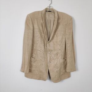Kuzu Men's 100% Silk Cream Blazer Sport's Coat Size 44R Old Month Quiey Luxury